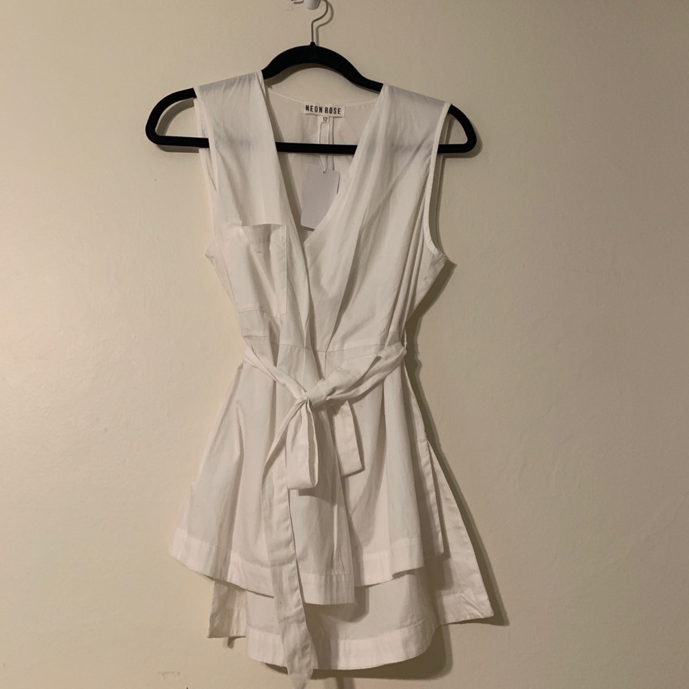 Neon Rose Sleeveless Wrap Blouse NWT